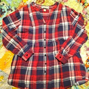 Woman Within Pintucked flannel shirt